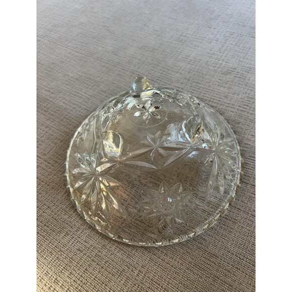 Vintage Clear Pressed Glass Footed Bowl Starburst Sawtooth Rim Candy Nut Dish - Picture 4 of 8